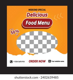 Vector food menu and restaurant social media post template