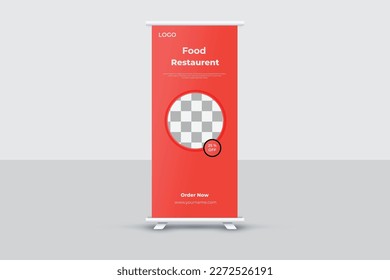 Vector food roll up banner design for restaurant