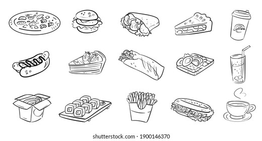 Vector Food Scetch Icon Pattern