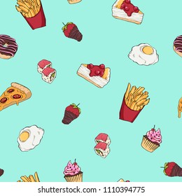 Vector Food Seamless Pattern for Tshirt Graphic Print
