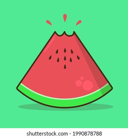 Serie vectorial de alimentos de una tajada de sandía que se come. 