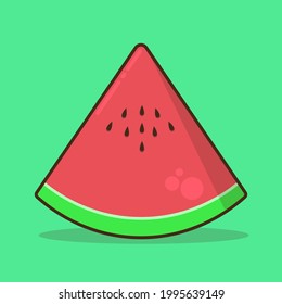 Vector food series of a watermelon slice being eaten. 