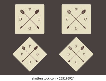 Vector food sign Ã?Â¢?? crossed fork and spoon in vintage colors 