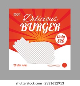 Plantilla de diseño de publicaciones en redes sociales de Vector Food