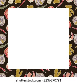 Vector food template, Panasian cuisine frame. Asian food.