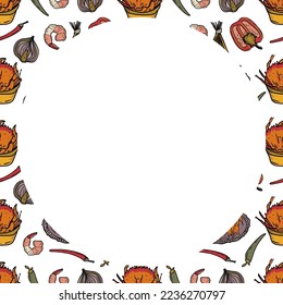 Vector food template, Panasian cuisine frame. Asian food.
