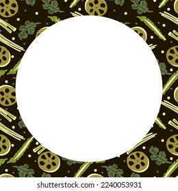 Vector food template, Panasian cuisine frame. Asian food,japanese sushi.