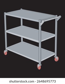 Vector Food Trolley Cart – Industrial Rolling Kitchen Storage with Shelves and Drawers