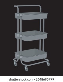 Vector Food Trolley Cart – Industrial Rolling Kitchen Storage with Shelves and Drawers