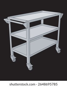 Vector Food Trolley Cart – Industrial Rolling Kitchen Storage with Shelves and Drawers