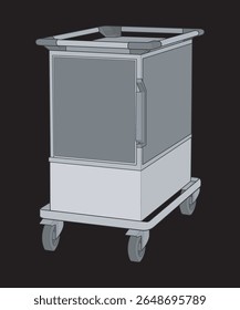 Vetor Food Trolley Cart - Industrial Rolling Kitchen Storage com prateleiras e gavetas