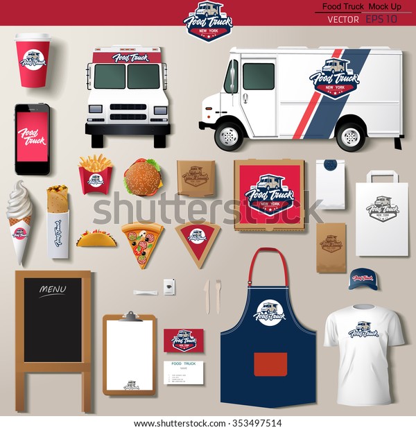 Vector food truck corporate identity template
design set. Branding mock
up.

