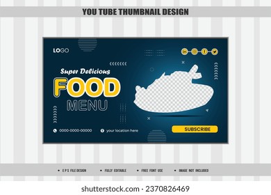 Vector food vlogger youtube thumbnail editable template design
