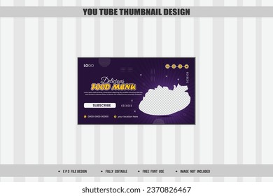 Vector food youtube video thumbnail design or banner
