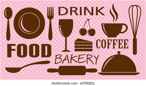 Vector of food,drink,bakery and coffee design