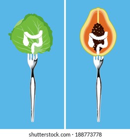 Vector of foods for cleansing your colon, Illustrator, Clean Eating Concept.