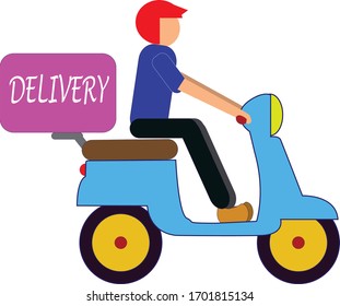 Vector of foods and goods delivery by motorcycle
