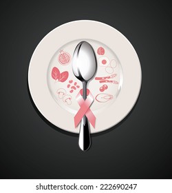 Vector of  foods that fight breast cancer.