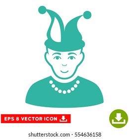 Vector Fool EPS vector pictogram. Illustration style is flat iconic cyan symbol on a transparent background.