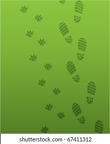 vector foot prints of man and dog