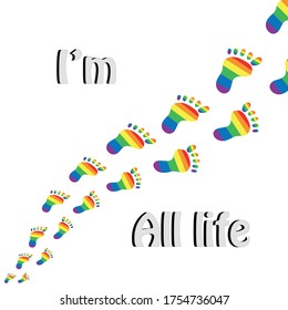 Vector foot prints in rainbow colors