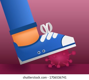 Vector of foot step on coronavirus