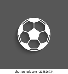 vector football ball icon with shadow on a grey background