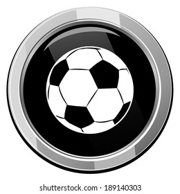 Vector football ball on black round icon