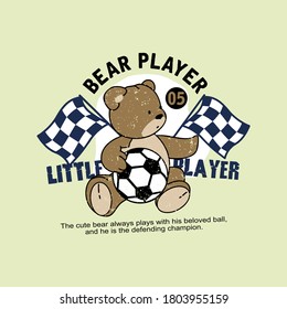 vector of football bear, bear player, little player, bear vector, animal, cute bear for t shirt