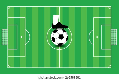 vector of football boots with football on football filed