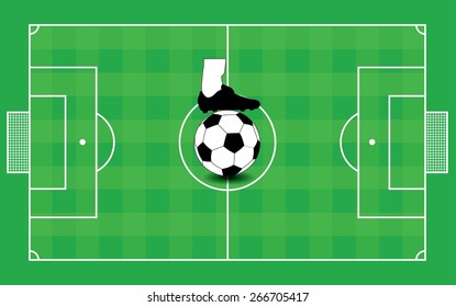 vector of football boots with football on football filed