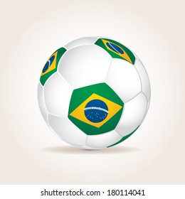 Vector football with Brazilian flag.