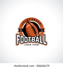 Vector football championship logo with ball. Sport badge for tournament or championship.