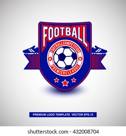 Vector football championship logo with ball. Sport badge logo template