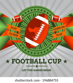 Vector Football Emblem with Geometric Background.