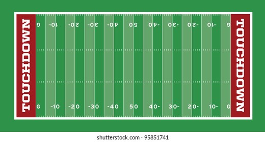 Vector Football Field with hash marks and yard lines