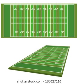 Vector Football Field  Isolated On White Background