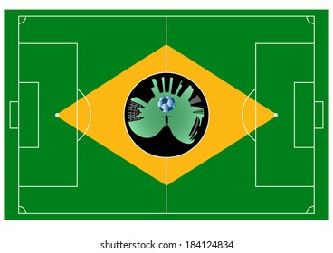 vector football field with football player