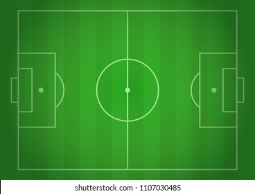 Vector football field. Realistic gradient illustration, top view. Design for cards, brochures, websites, A4, background