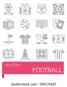 Vector Football icon set on grey background