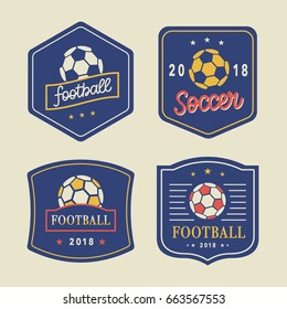 Vector Football Logo Template Set. Soccer Championship Badge Emblem Design