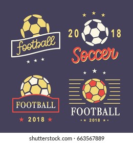 Vector Football Logo Template Set. Soccer Championship Badge Emblem Design