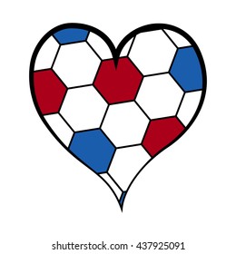 Vector football on fire in the shape of heart