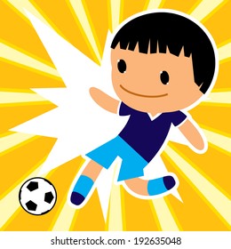 Vector football player. Kawaii style 