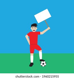 A vector of football player protest at the field. Protest caused by new format league, salary and benefit as a player