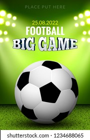 Vector football poster or flyer template. Soccer design sports. Game competition event.
