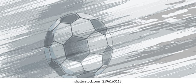 vector Football or soccer background with big ball in gray colors