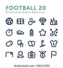 Vector Football Soccer Outline Bold Icons Symbols
