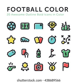 Vector Football Soccer Outline Bold Icons Symbols