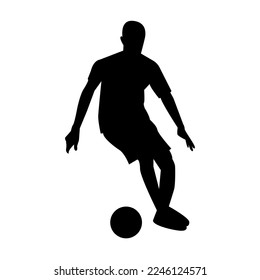 Vector football soccer player running silhouette with ball